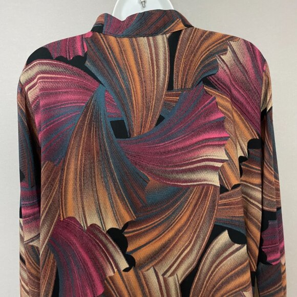 Vintage Blouse Graphic Pattern Handmade FLAWS Long Sleeve Fish Tail Secretary - Picture 5 of 13